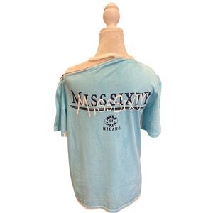 MISS SIXTY Milano Moto Zip Shoulder Y2K Graphic Tee Italian Top S/M